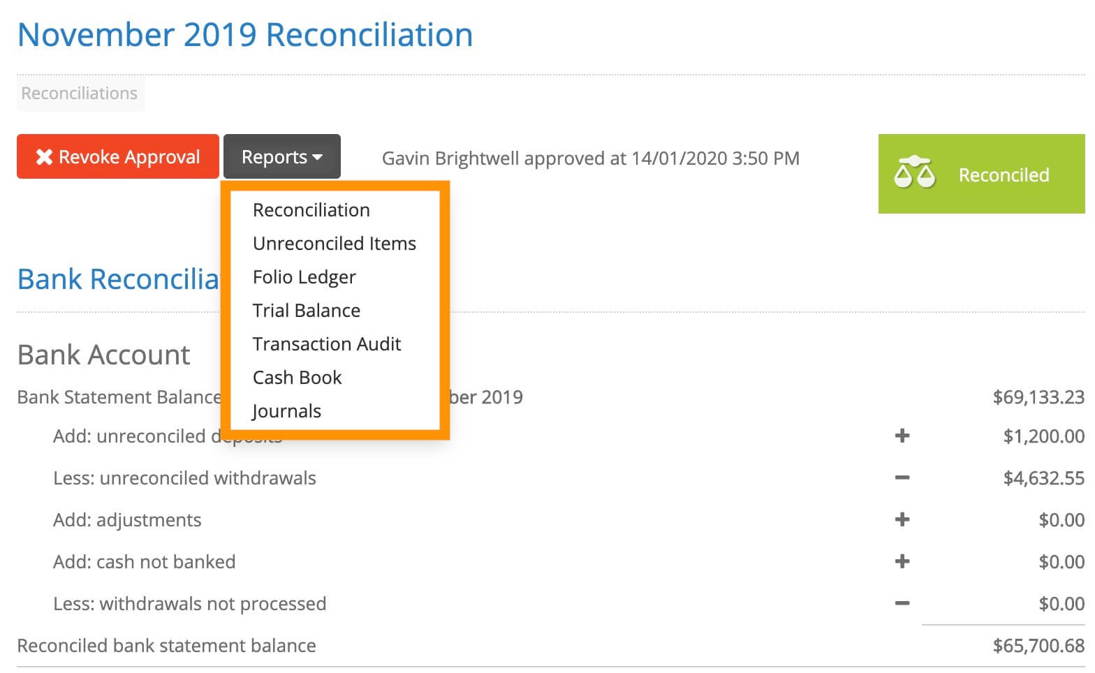 Monthly audit reports