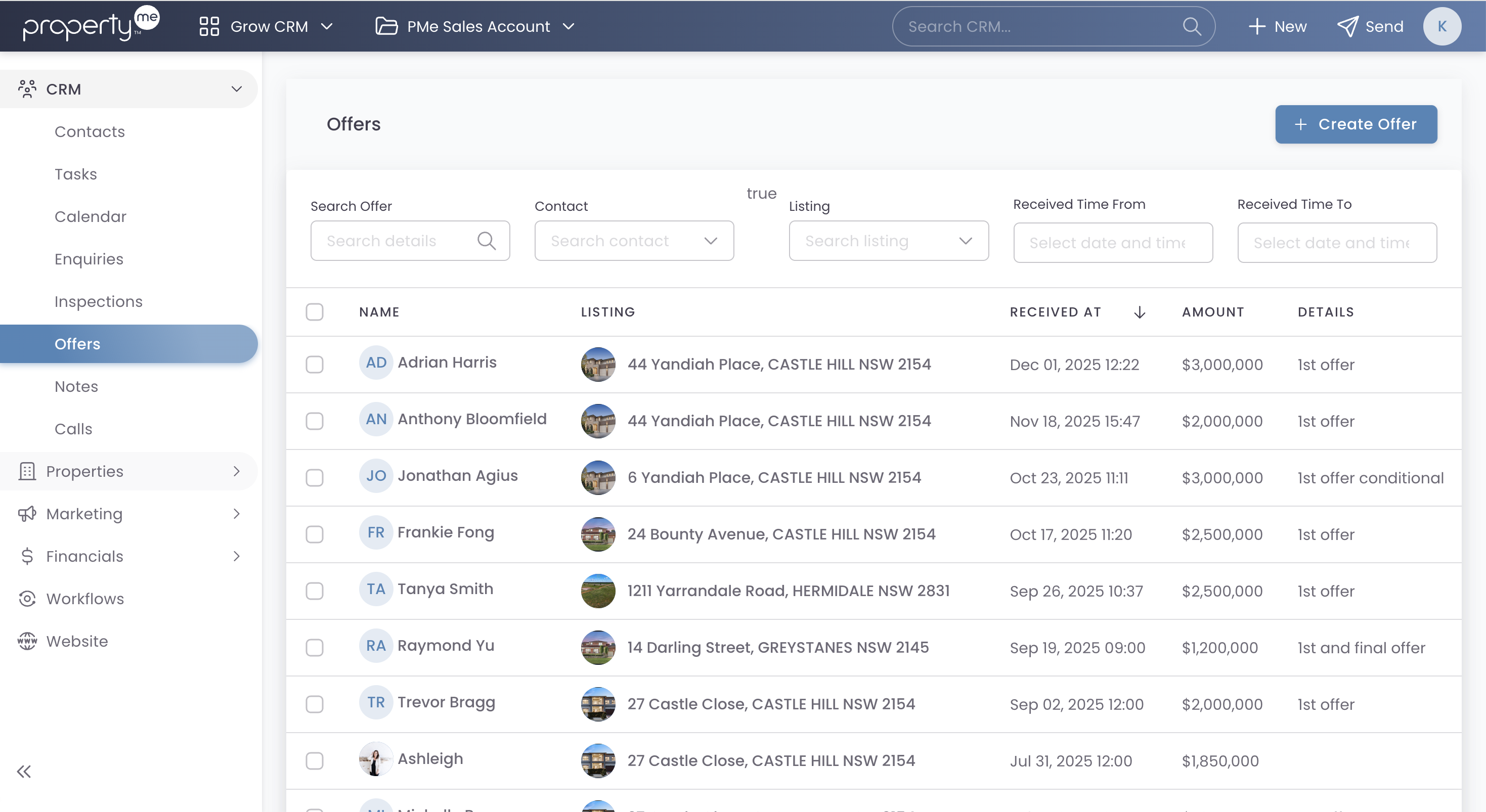 Buyer management pipeline screen