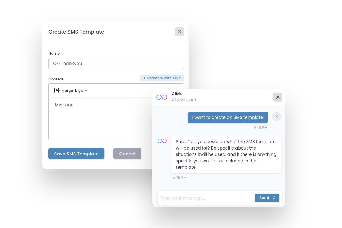AI prompts interface in Grow CRM