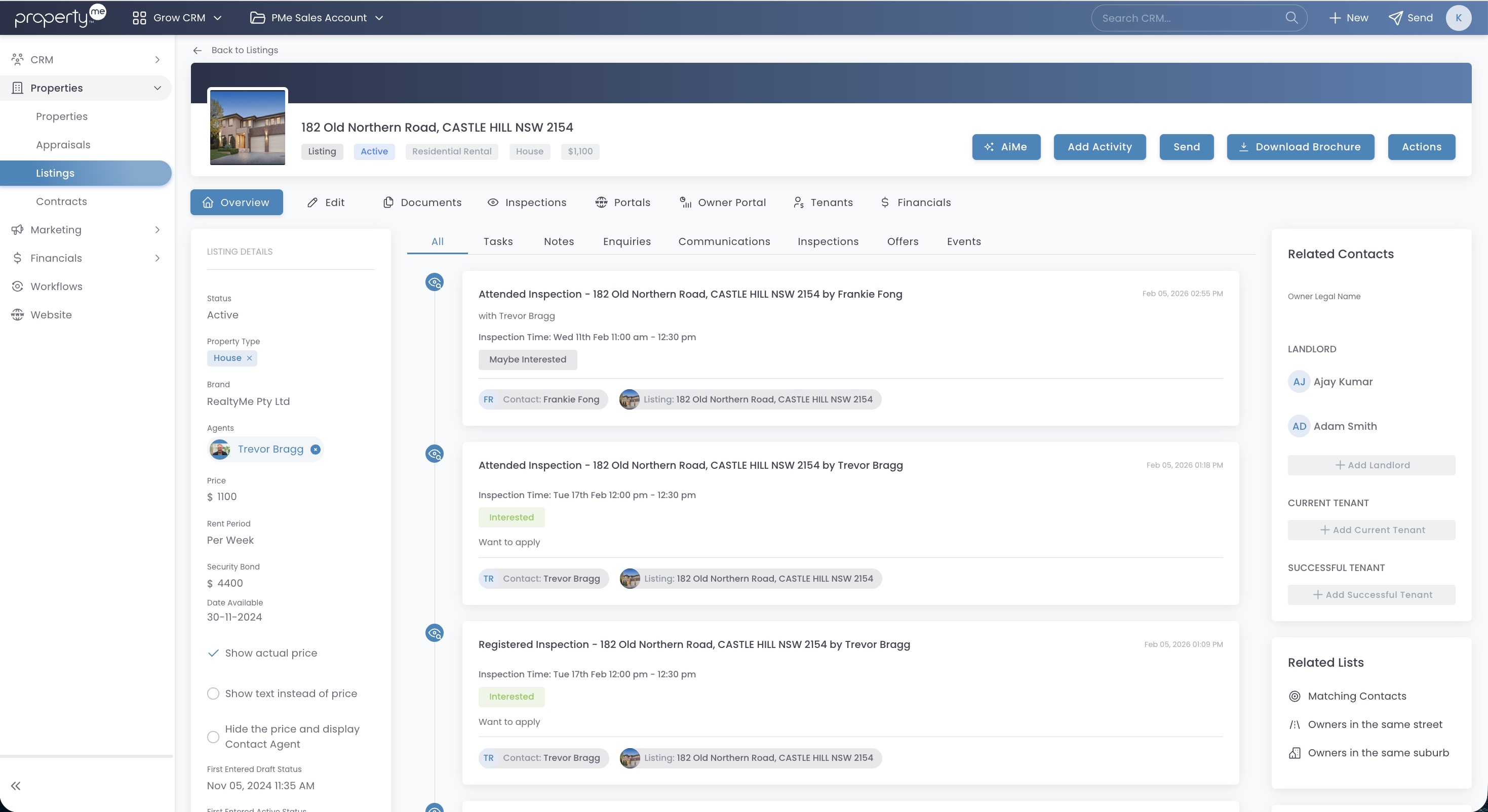 Listing management workflow view