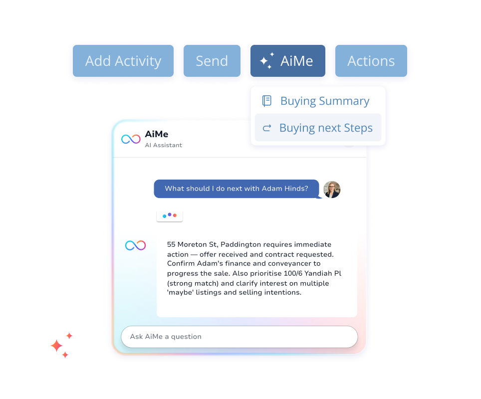 AI next steps interface in Grow CRM