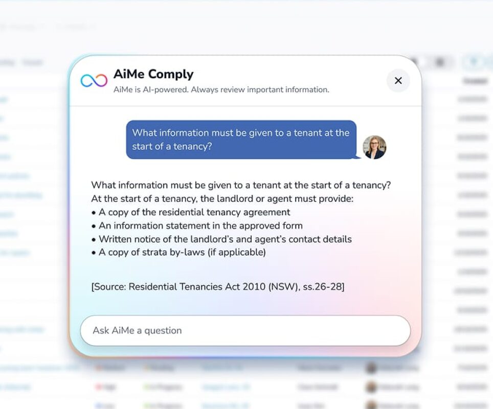 AiMe Comply compliance guidance interface