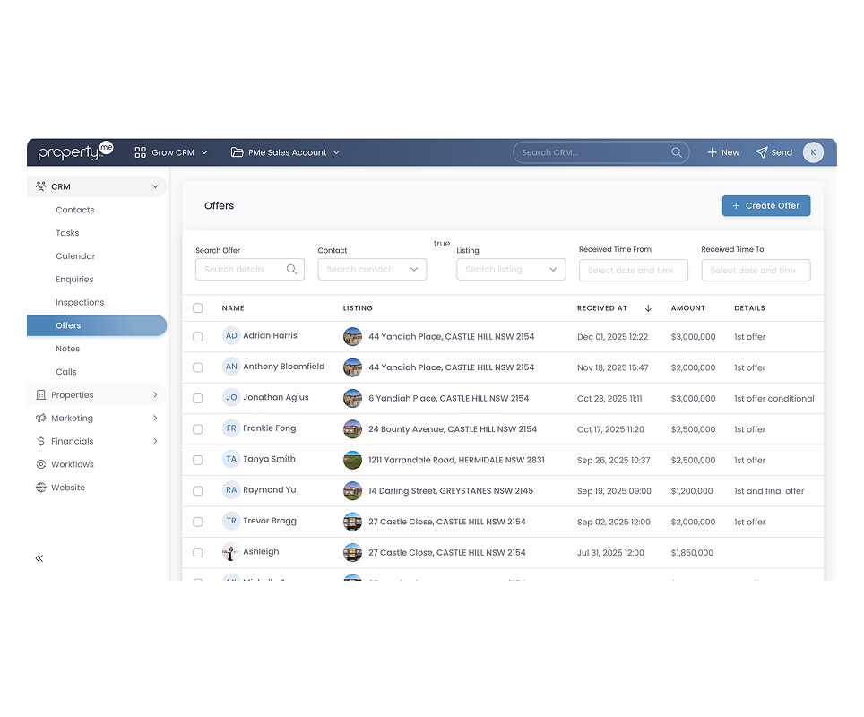 Buyer management pipeline screen