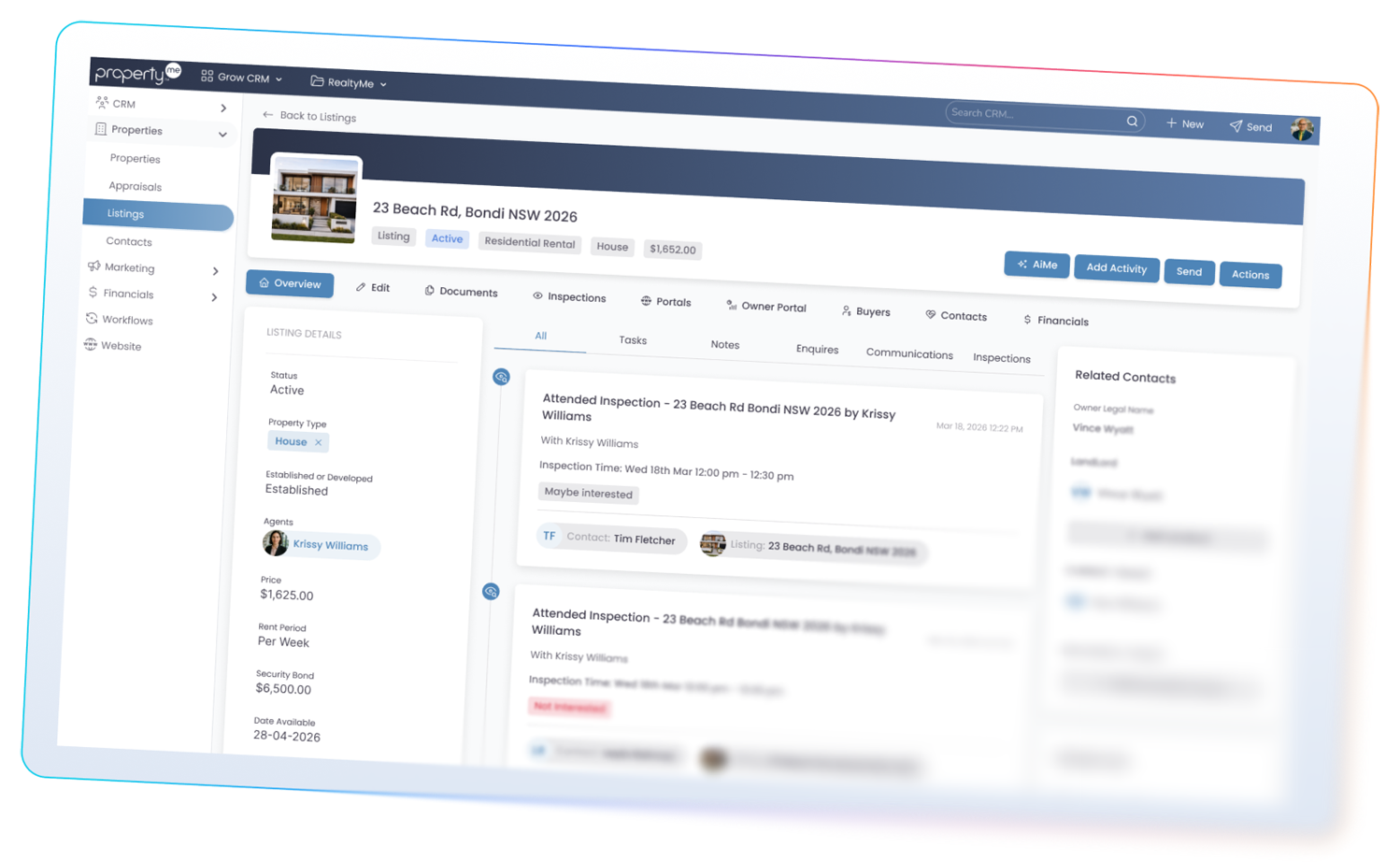 Grow CRM dashboard preview