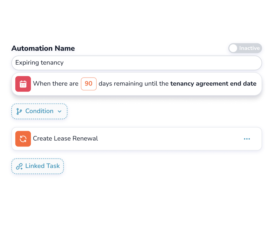 Lease renewal automations interface