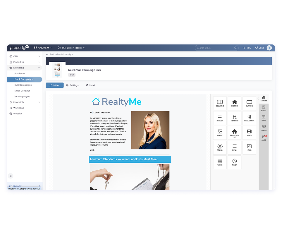 Marketing campaign builder screen