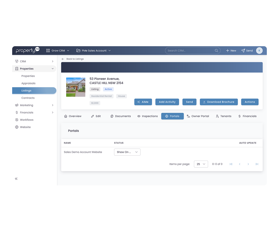 Portal publishing view