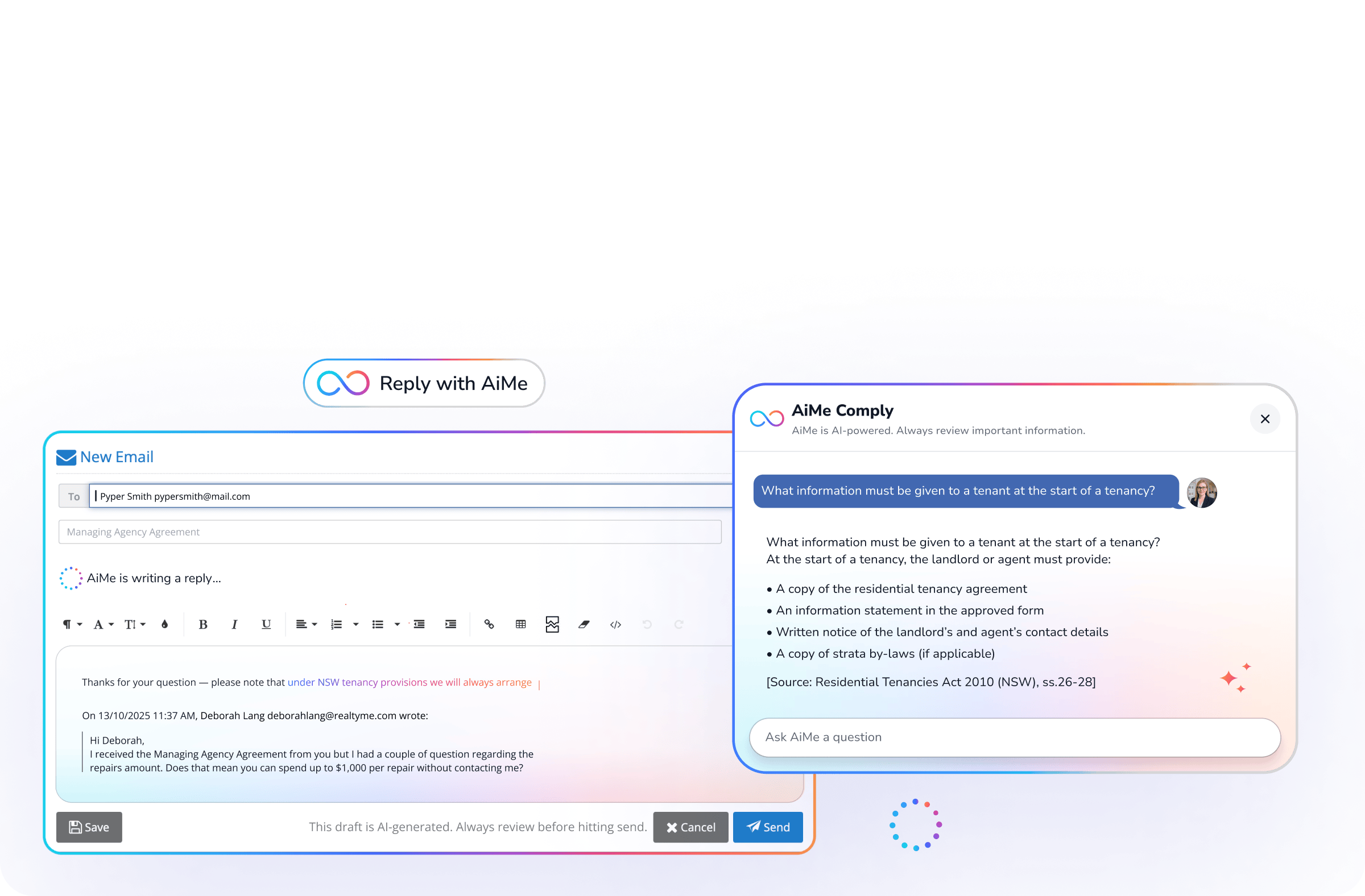 AiMe AI assistant interface