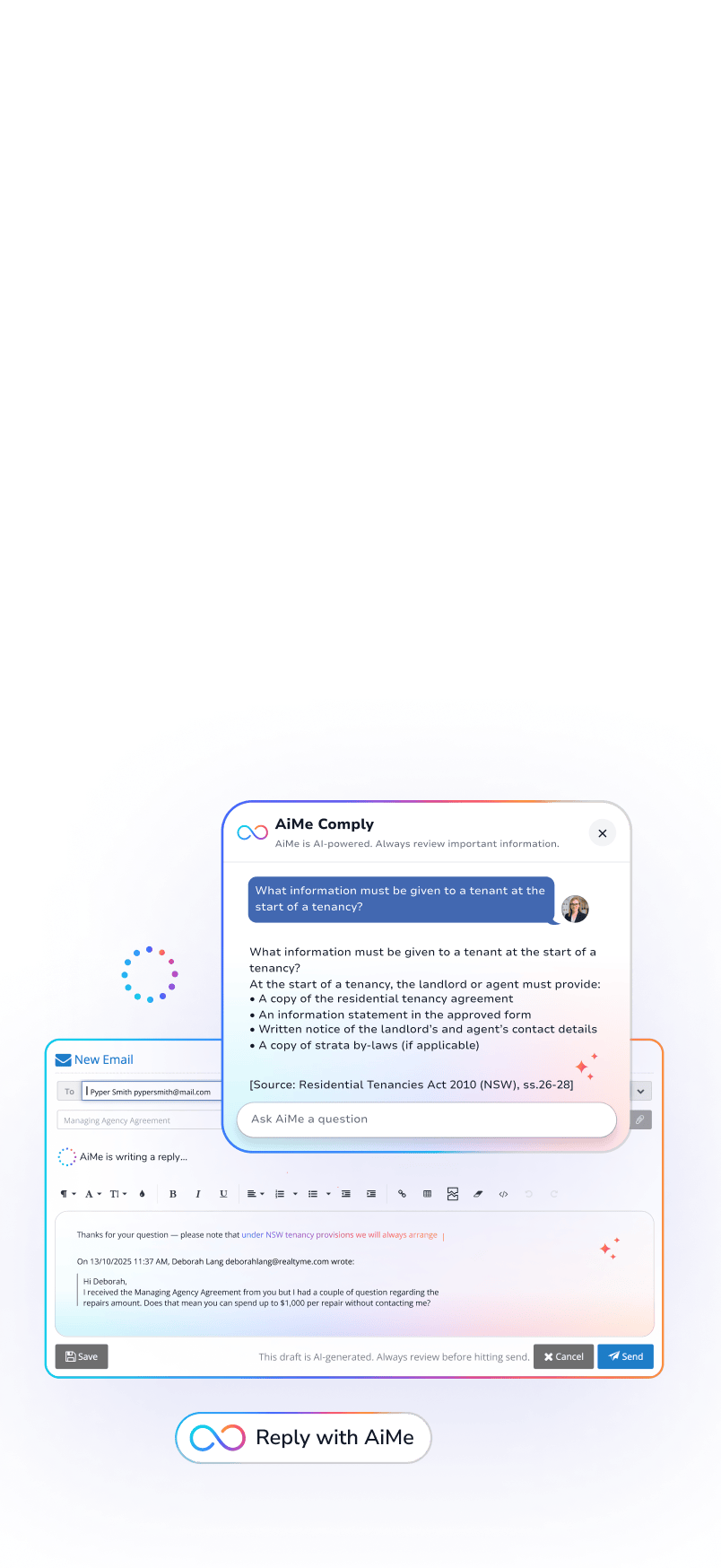AiMe AI assistant interface