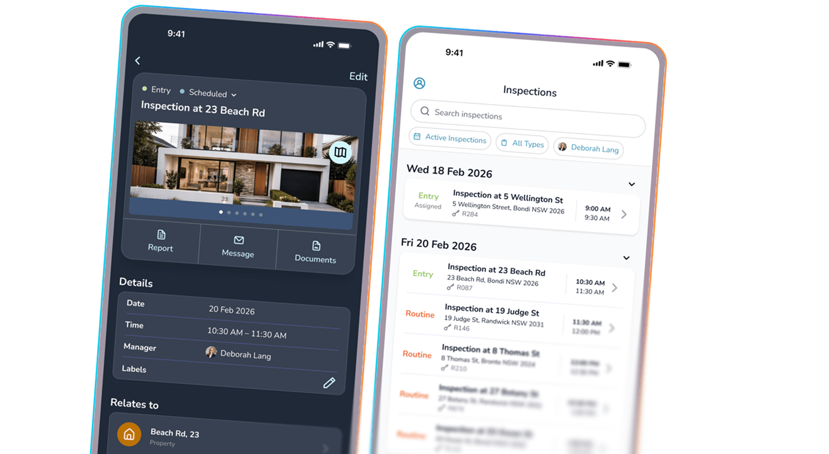 PropertyMe app on two phones