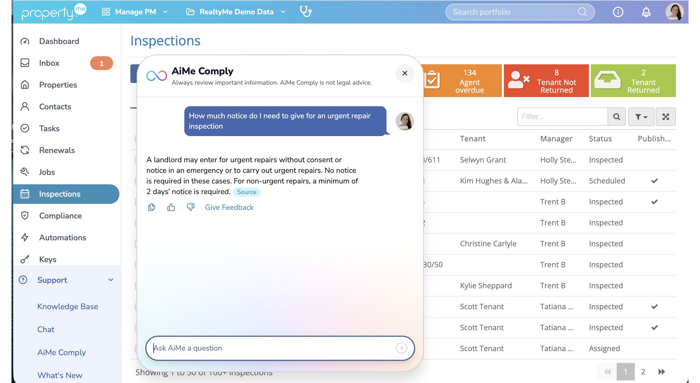 AiMe Comply: Built for property management, not general search