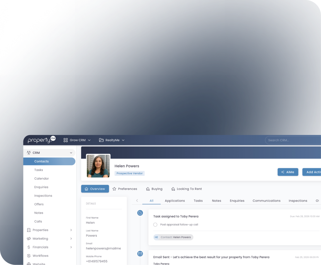 Grow CRM interface